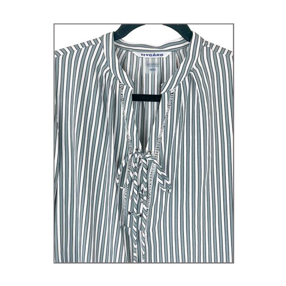 Nygard Women's Top Stripe Black Gray White Long Sleeve Pullover Blouse Size M - Picture 3 of 11